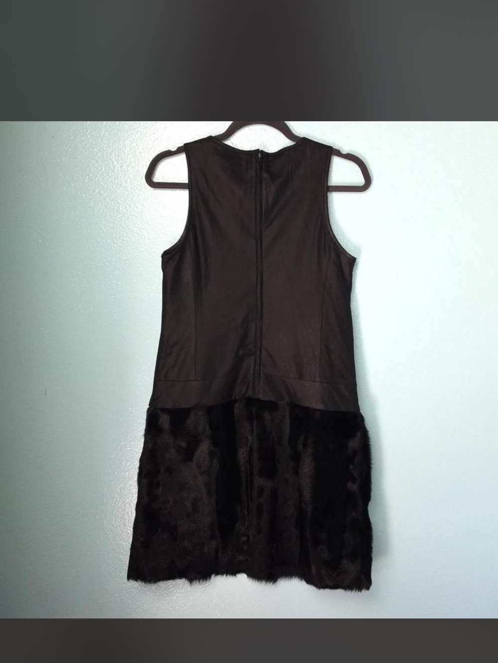 Theory Sleeveless Black genuine Fur Hem Dress